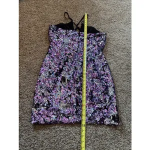 Dress The Population Amiya Purple & Silver Sequin Mini Dress XL thumbnail 7