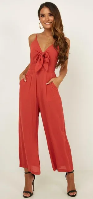 Showpo rust jumpsuit thumbnail 1