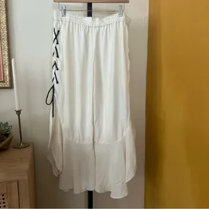 Jonathan‎ Simkhai Ruffle Jersey Pants Lace Up Coverup Resort Ivory NWT Size L thumbnail 8