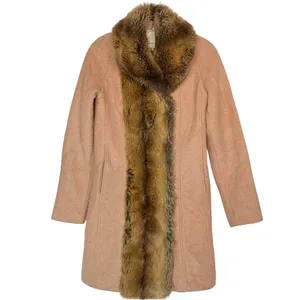 Anthropologie Elevenses Divna Wool Coat Faux Fur Collar & Trim Size 0 Blush Pink thumbnail 4