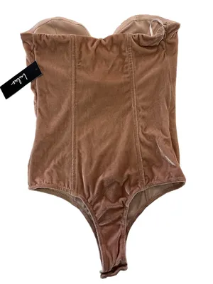 Lulu’s Luxurious Life Blush Pink Velvet Strapless Bodysuit thumbnail 8