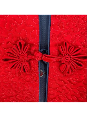 Peony Asian Kimono Jacket REVERSIBLE Blue Floral or Red Shanghai China Vintage L thumbnail 9