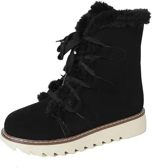 NWT ~ Black Faux Suede Fur Lined Lace Up Snow Boots ~ Women's Size 40 (9-9.5) thumbnail 1