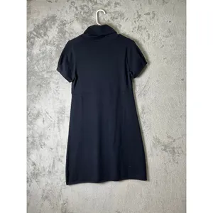 Theory Wool Blend Cowl Neck Shift Dress Black Short Sleeve Career Women's Medium thumbnail 3
