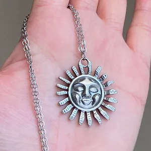 Handmade fully stainless steel sun boho retro vintage style necklace☀️ thumbnail 6