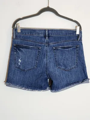 Loft Medium Wash Distressed Cuffed Denim Shorts Size 28 thumbnail 3