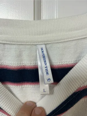 Southern Tide Striped Crewneck Sweater - White Navy Pink thumbnail 3