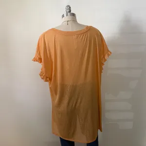 Anthropologie Orange Flowy Ruffle Tee  thumbnail 4