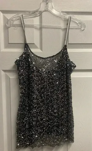Free People Intimately Sheer Sequin Tank Top W/ Adjustable Straps Size Large thumbnail 1