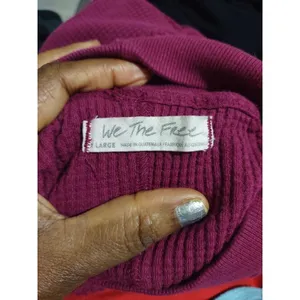 Free People Just For You Cutout Thermal Sweater Top Magneta XL thumbnail 4