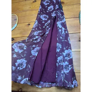 NWT Lulus Sweetest Entrance Plum Purple Floral Ruffled Tie-Back Maxi Dress Sz S thumbnail 4
