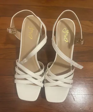 Y Not White Strappy Slingback Heeled Sandals thumbnail 1