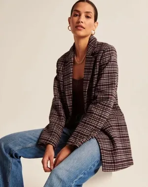 ABERCROMBIE & FITCH Heavyweight Wool Blend Blazer Coat Preppy Academia Small thumbnail 1