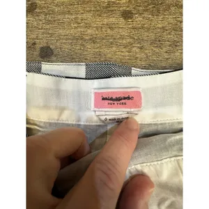 New Kate Spade New York Linen Blend Gingham Belted Skirt‎ Size 0 Black/White thumbnail 6