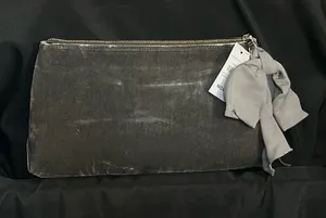 Anne Taylor Gray Velvet Zip Pouch Purse Clutch & Bow Accent NWT thumbnail 1