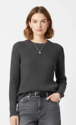 Abercrombie Women's Gray Ribbed Knit Cotton & Wool Long Sleeve Sweater L thumbnail 1