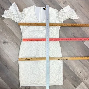 Alexia Admor Lace‎ Front Bell Sleeve Sheath Dress Small Ivory White Half Sleeve thumbnail 12
