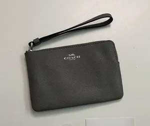 Coach Wristlet Wallet Pouch Corner Zip Credit Card Phone Travel Leather Grey thumbnail 1