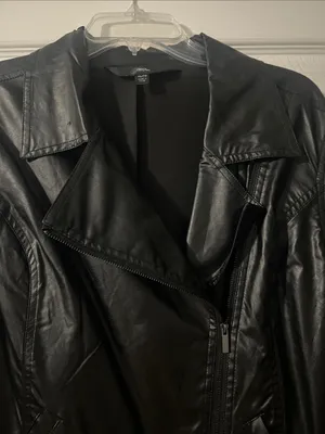 Mossimo Supply Co. Black Faux Leather Asymmetrical Moto Jacket thumbnail 3