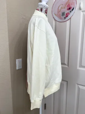 SDMOVE Two-Tone Zip Front Sweatshirt in Cream & Dusty Rose thumbnail 2