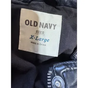 Old Navy Women's‎ XL Black Faux Leather Moto Bomber Jacket Zip Front thumbnail 10