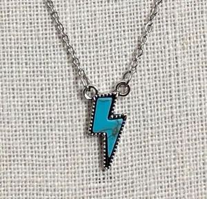 Faux Turquoise Lightning Bolt Necklace Blue thumbnail 1