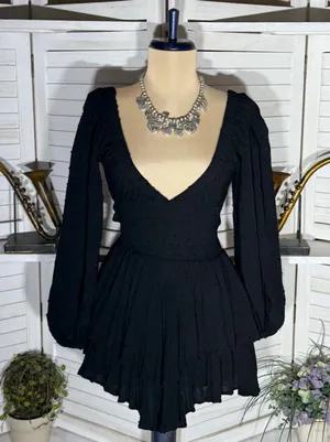 Princess Polly tiered babydoll dress romper ballooned sleeve boho whimsigoth XS thumbnail 1