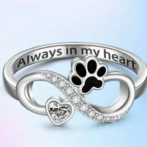 Infinity Heart Paw Print Ring for the Cat Lover “ Always in my Heart”Size 6 NWT thumbnail 5