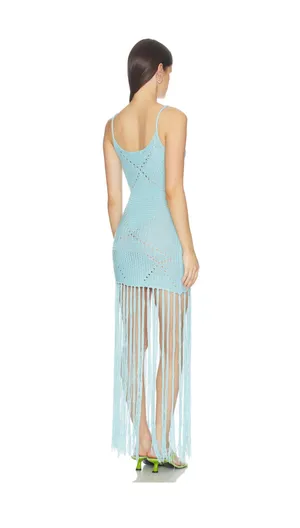Revolve Blue Knit Fringe Dress thumbnail 2