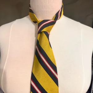Land's End Mens Silk Tie Yellow Striped Multicolor Vintage Necktie Long Handmade thumbnail 1