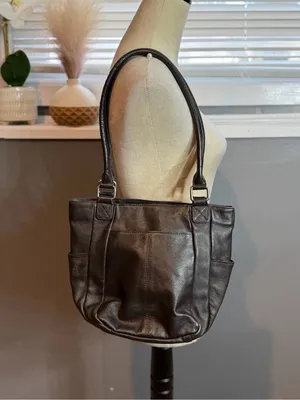 Black Genuine Leather Shoulder Bag Slouchy Tote Minimalist Everyday Purse thumbnail 6