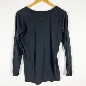 Lululemon Women's Cotton Crew Neck Long Sleeve Tee Shirt Black Small thumbnail 3