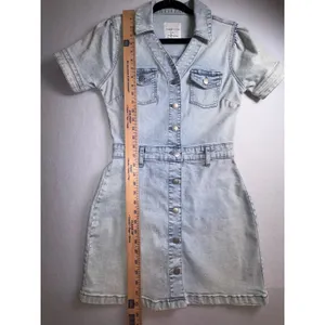 Celebrity Pink Light Wash Denim Button Down Mini Dress juniors Small thumbnail 10