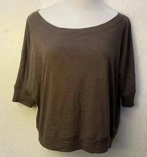 🆕Artisan Plus-size Basic 3/4 Sleeve Brown Knit Top 3X🆕 thumbnail 1