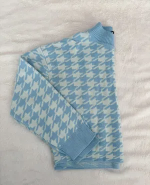 Divided Light blue/houndstooth-pattern Sweater thumbnail 2