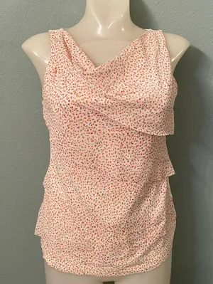 Ann Taylor Cream orange ruffle tank thumbnail 1