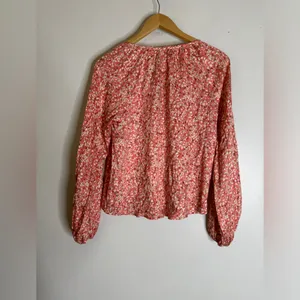 ROAN‎ + RYAN Asher Salmon Pink Abstract Polka Dot Peasant Blouse Top Size XS CP thumbnail 2