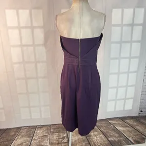 Deletta Anthropologie Purple Strapless fanned bodice cocktail Dress Size M thumbnail 7