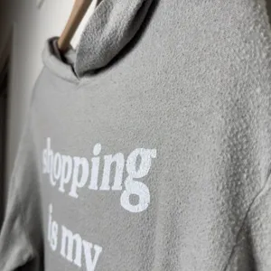Wildfox Women Hoodie Medium Gray Shopping Is My Cardio Graphic Sweatshirt thumbnail 8
