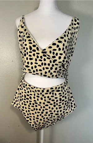 Aerie Pique Wrap One Piece Swimsuit Beach Size XXL Tall thumbnail 1