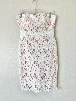 Lulu's Key to My Heart White Lace Strapless Bodycon Dress Size Small thumbnail 2