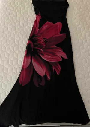 Black and pink floral maxi dress thumbnail 2