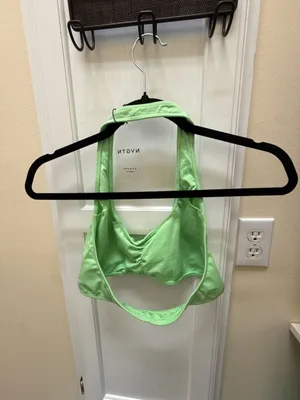 NVGTN Scrunch Halter Top in Lime Green thumbnail 2
