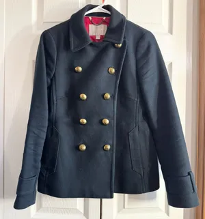 BANANA REPUBLIC WOMEN'S MINI PEACOAT NAVY WITH GOLD BUTTONS Small thumbnail 1