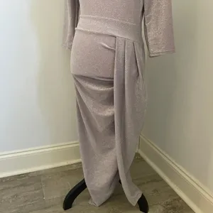 Draped Sparkly Midi Dress Size Medium Glitter Metallic Pink Party‎ Wedding Glam thumbnail 12