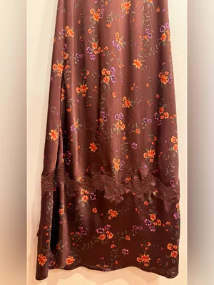 Free People Butterfly Babe Burgundy Floral Satin Lace-Trim Maxi Dress thumbnail 12