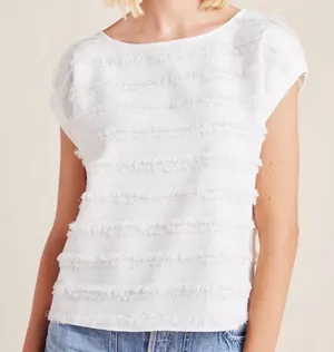 Maeve for Anthropologie Barton Textured Fringe top off white sz 4 S thumbnail 1