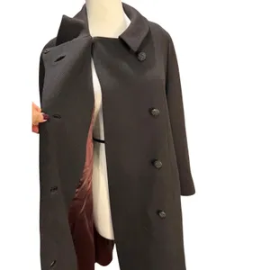 Vintage 60s Rich's Coat M-L Chocolate Brown Double Breasted Mod Peter Pan Collar thumbnail 9