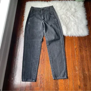 Vintage Black High Waisted Straight Tapered Jeans 100% cotton Made in USA thumbnail 6
