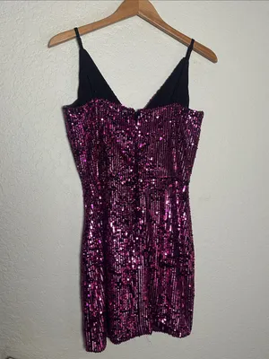 Dress The Population Paloma Sequin Mini Dress Purple Sexy Cocktail Party Evening thumbnail 7